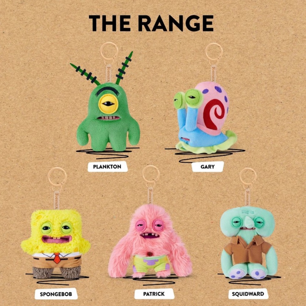 Fuggler x SpongeBob Keyring Charms Complete Set of 5 Plush Keychains NWT - Picture 3 of 5